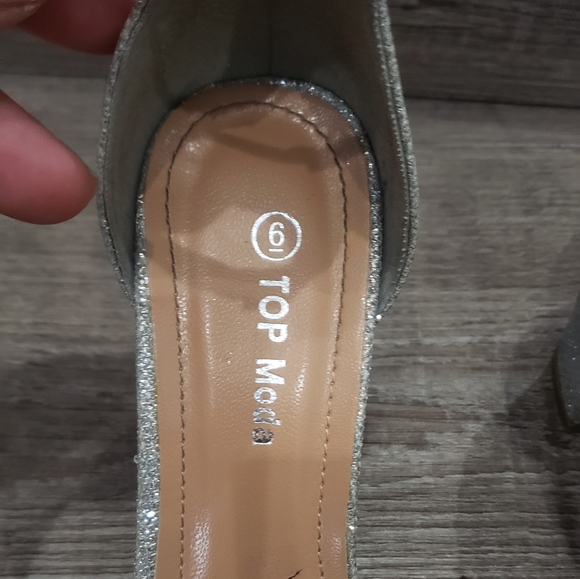 Top Moda chunky silver glitter heels size 6 - Picture 3 of 4